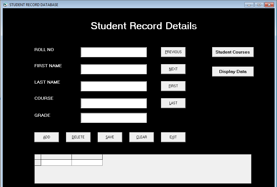 Form Student Record Details - Student Management