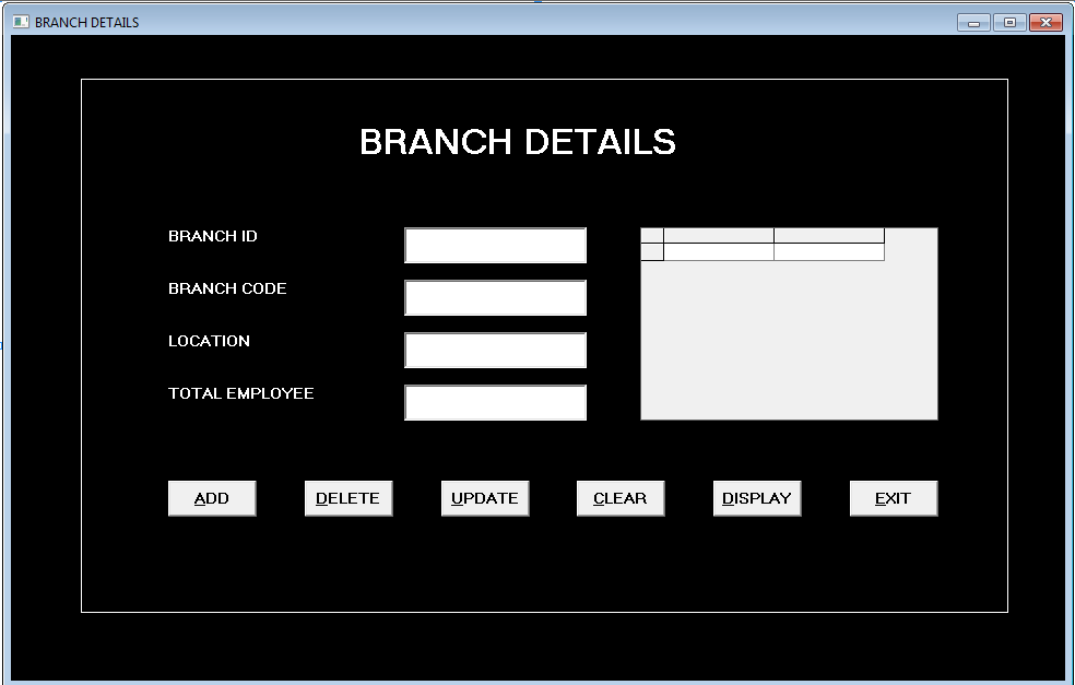 Form Bank Branch -bank management system in vb 6.0 using ms access.