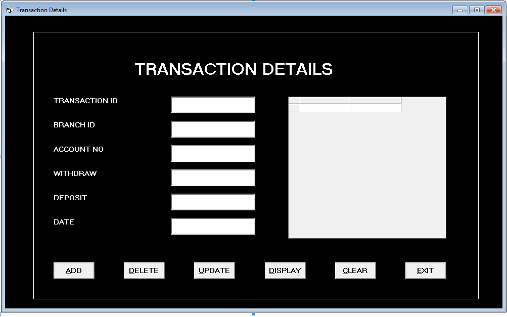 Form Transaction - Bank Management System