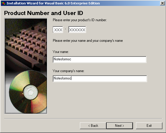 Enter Product Number and User ID