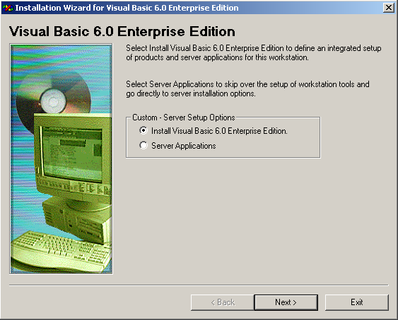 Visual Basic 6.0 Installation Guide - Custom Server Setup Options