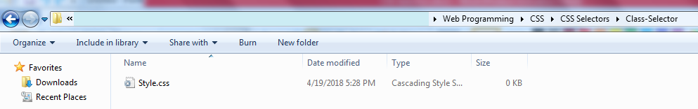 Style.css file - Class CSS Selector