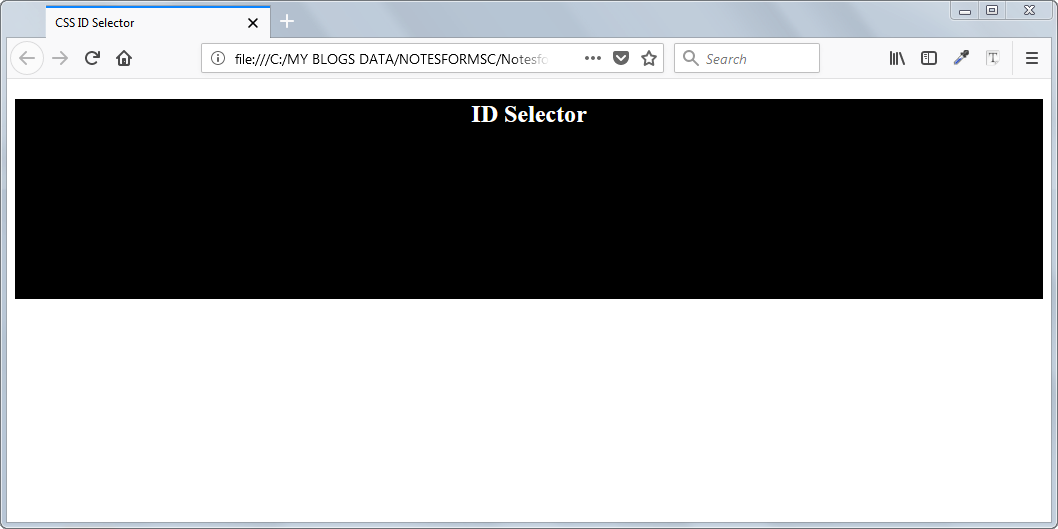 Result of Example - ID CSS Selectors