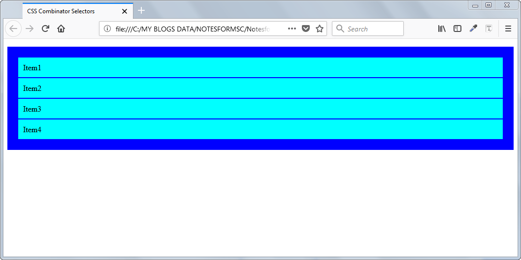 Result of Example - Combinator CSS Selectors