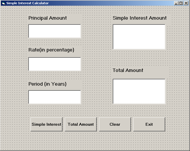 Form Design for Simple Interest Calculator - how to write a visual basic program