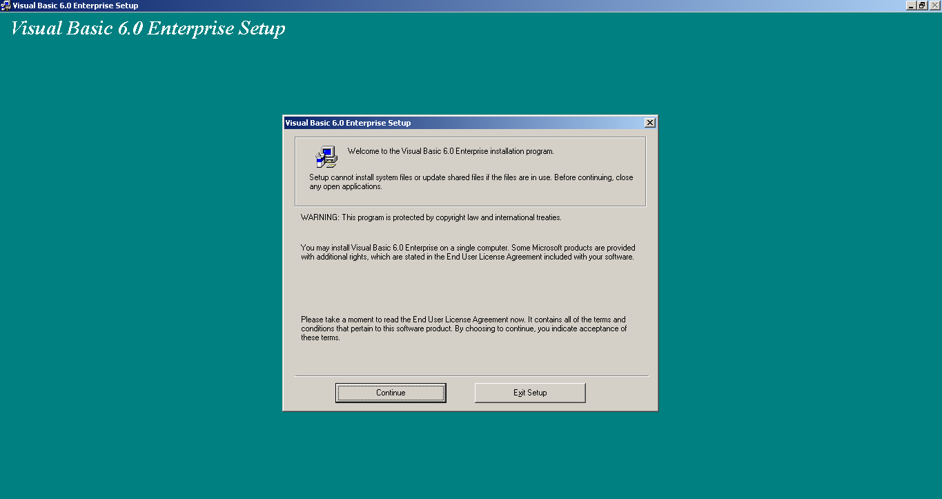 Visual Basic 6.0 Enterprise Setup