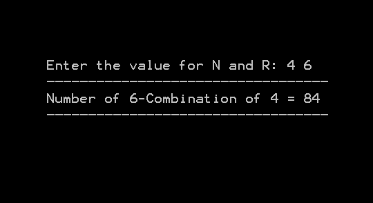 Output 5 - Combination With Repetition Allowed