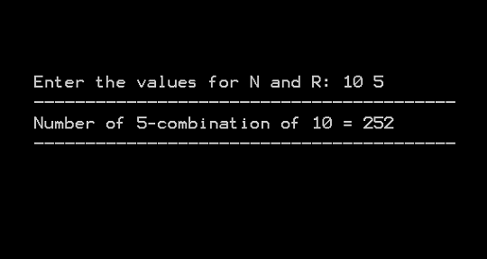 Output 4 - Combination With Repetition