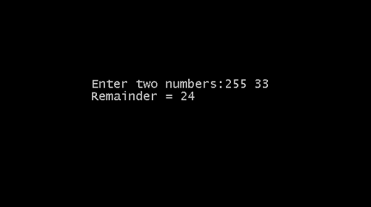 Output - C Program to Find Remainder without Modulo Operation