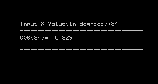 Output - C Program for Cosine Series