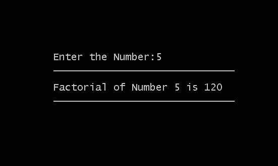 Output - Factorial with Recursion