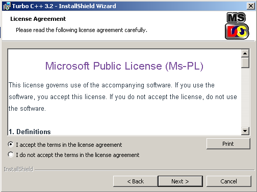 Accept License Agreement