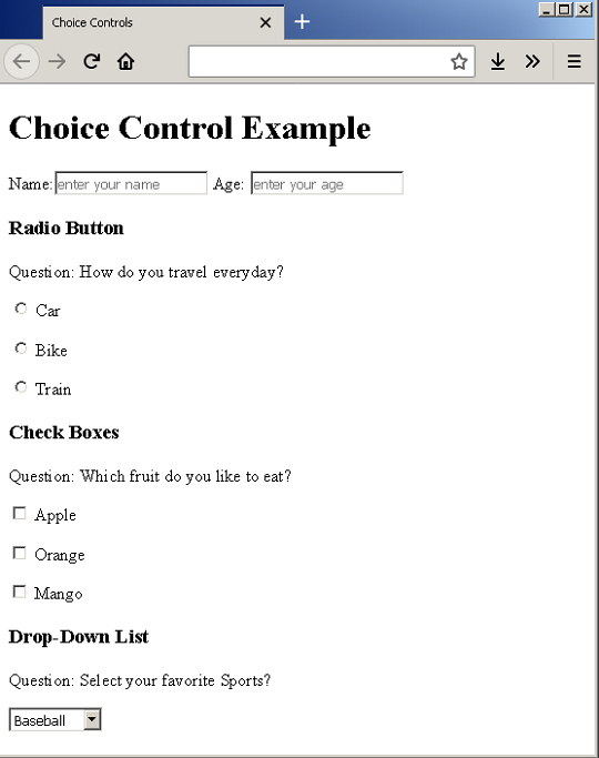 Output - Choice Controls