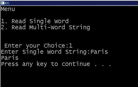 Output - String Program