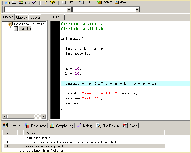 C Conditional Operators