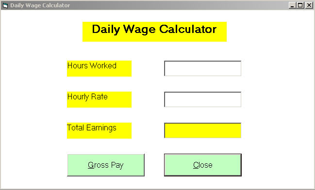 Wage Calculator Window