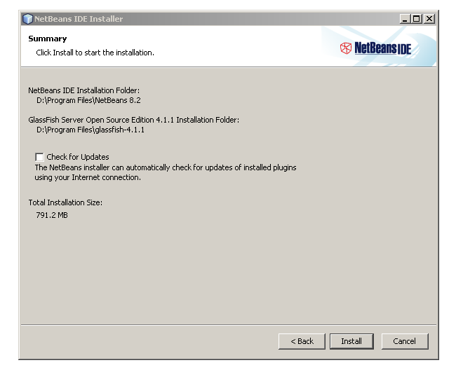 Summary page netbeans