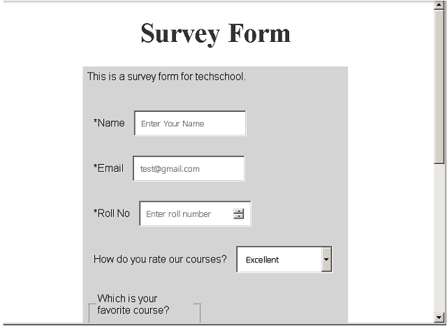 HTML Projects : Survey Form - Notesformsc