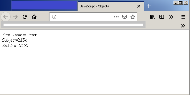 JavaScript - Exercise 13 - Output - Objects