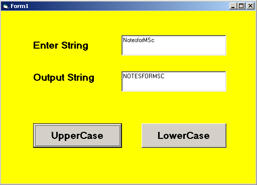 Output - String Handling - LowerCase and UpperCase