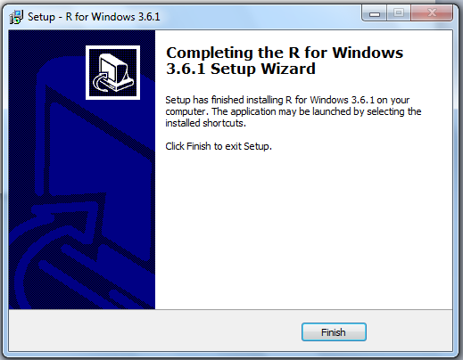 Setup Finished Installation of R