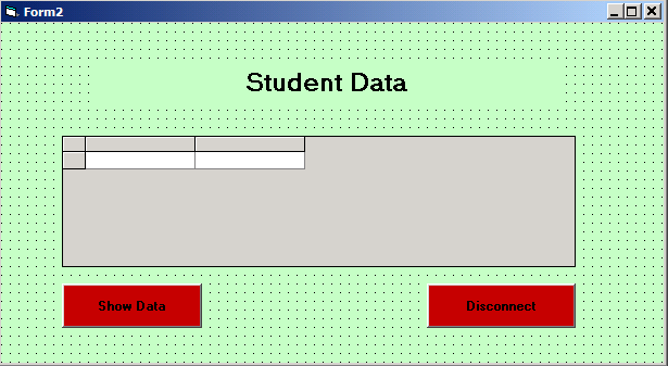 Form Design to display student data