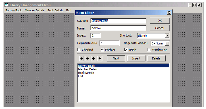 MDI Form with Menu - Form Book Details - Library Management System using VB 6 with MS Access 