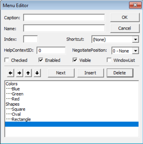 Figure 4-Shape menu in editor