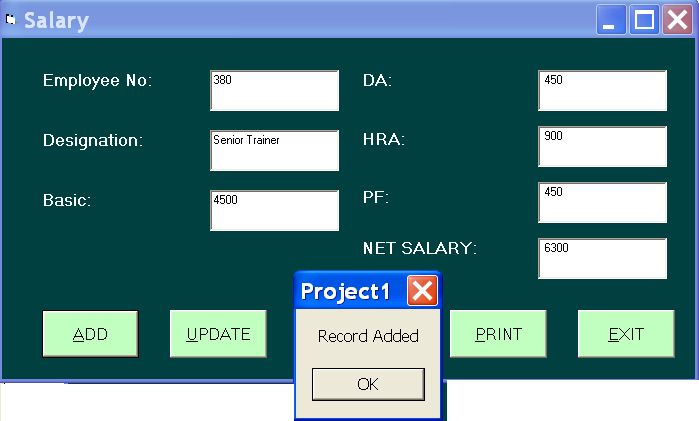 Figure 15 - Test 5 - Record Added to Salary Table