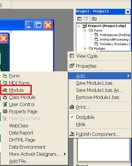 Figure 10 - Create A New Module from Project Explorer