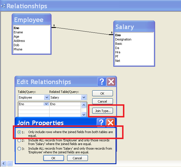 Figure 3 -Create a One-To-One Relationship between Employee and Salary Table