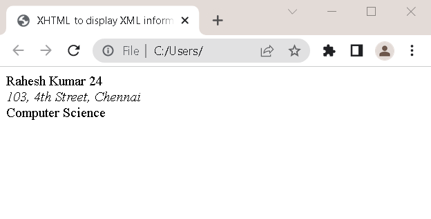 Figure 2 - XHTML shows formatted information from XML document.