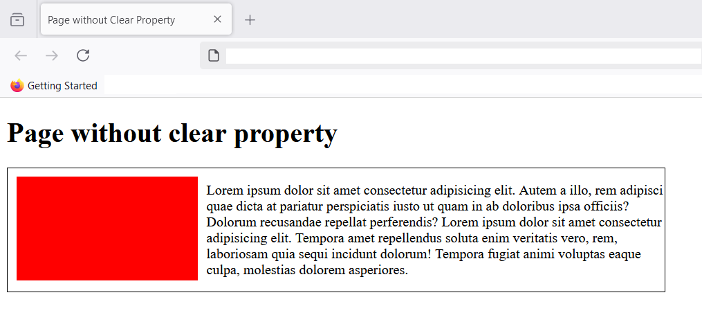 Figure 1: When no clear property is set on an element, the next non-floating element is stacked near floating elements.