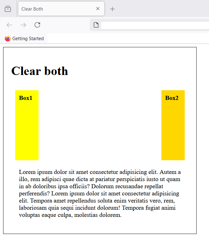 Figure 6: After applying clear: both; the element is contained in its own block