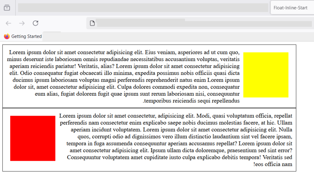 Figure 5: Change in text direction only affects the float: inline-start.