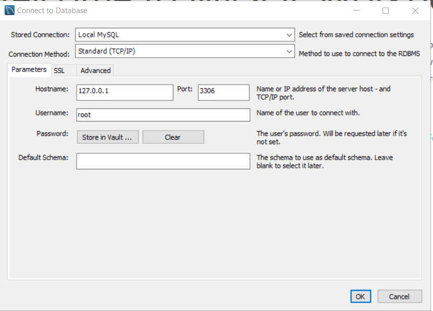 Figure 19 - connect to database dialog