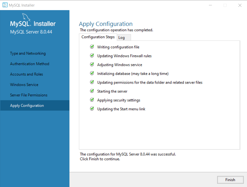 Figure 10 - Click "Finish" to complete the configuration.