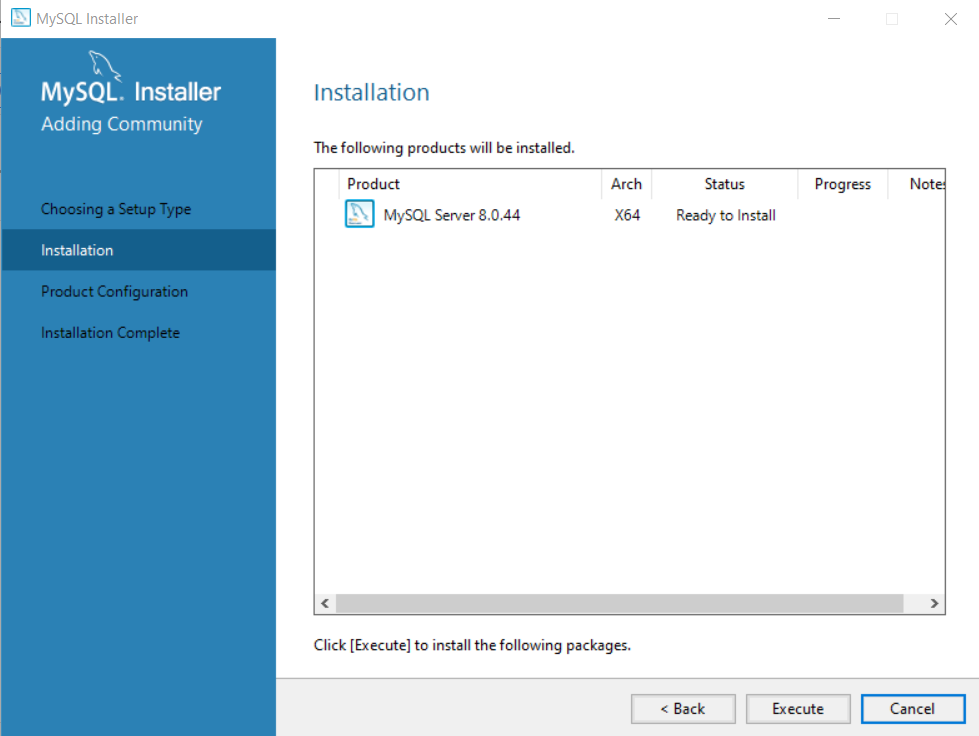 Figure 4 - Confirm the installation by clicking "Execute" 