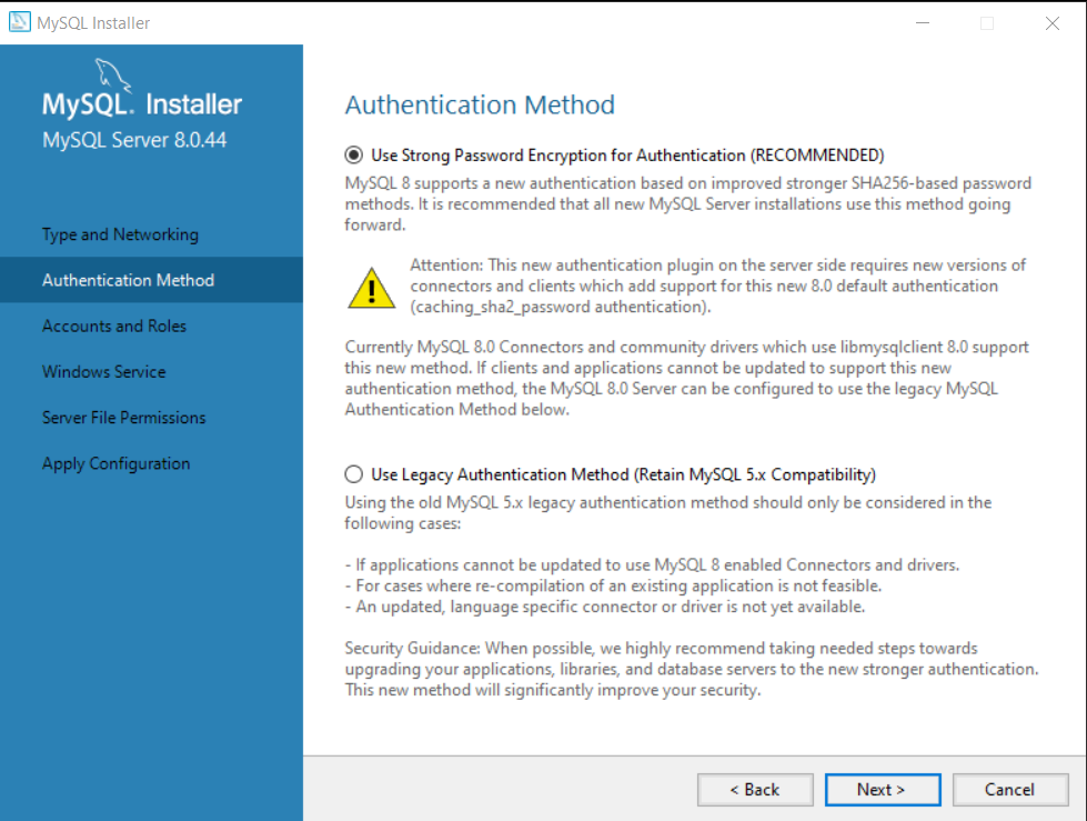 Figure 6 - Leave the default Authentication Method