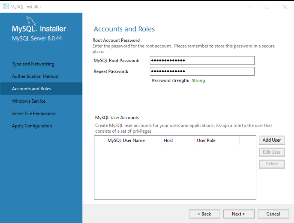 Figure 7 - Set strong password for root user under Accounts and Roles 
